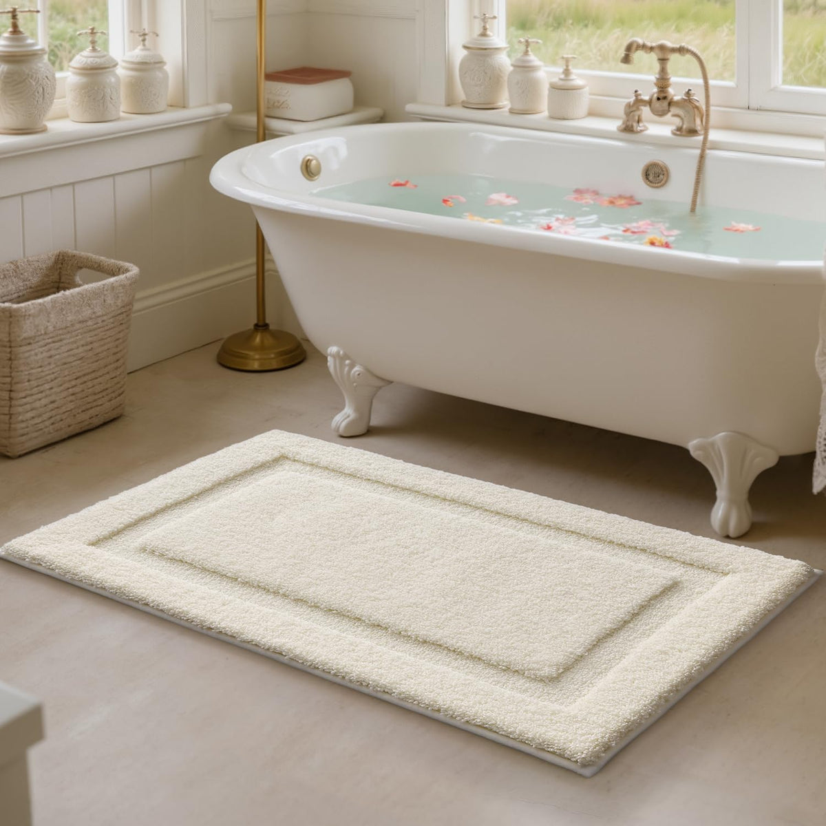 LUMI shower-floor rug protects floors with plush absorbent surface