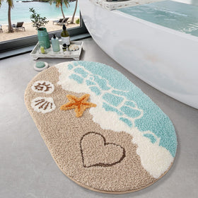 LUMI soft absorbent beach rug in blue keeps floors dry