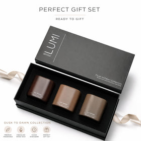 Lumi Brand Dusk to Dawn Sandalwood candle enhances calm spaces with natural aroma.