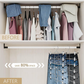 Lumigens 360° swivel hook hanger enables easy access to outfits.
