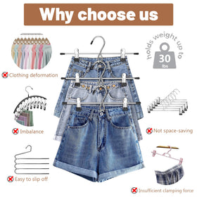 Lumigens durable metal pants hangers prevent bending and last longer.