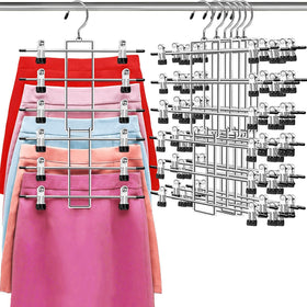 Lumigens pants hangers with clips 6-tier secure grip for skirts and pants.