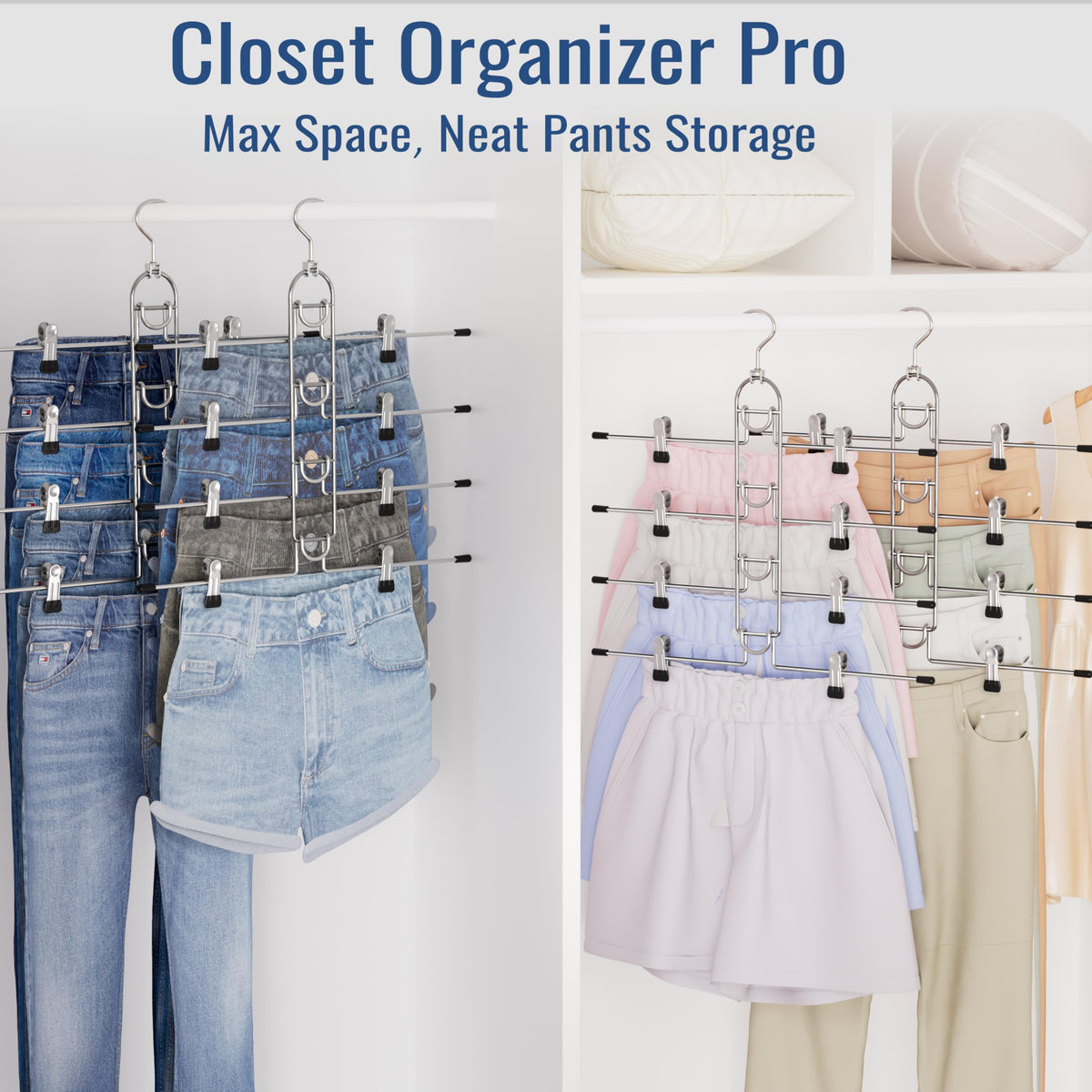 Lumigens adjustable clip spacing accommodates jeans, skirts, and more.