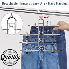 Lumigens detachable crossbar pants hanger for easy access without moving the whole rack.