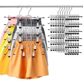 Lumigens six-pack pants hangers with 360° swivel hook for easy access and space saving.