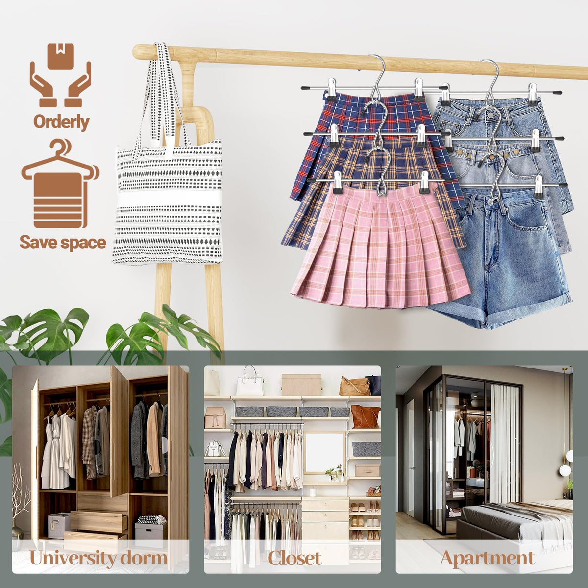 Lumigens soft rubber clips protect fabrics on hangers.