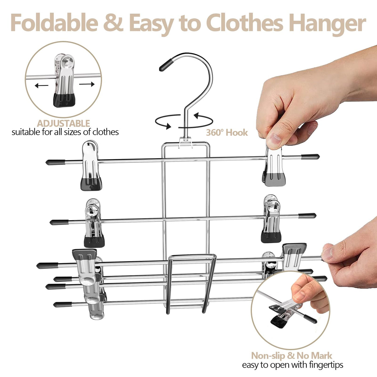 Lumigens sturdy metal closet hangers resist deformation and support heavy items.