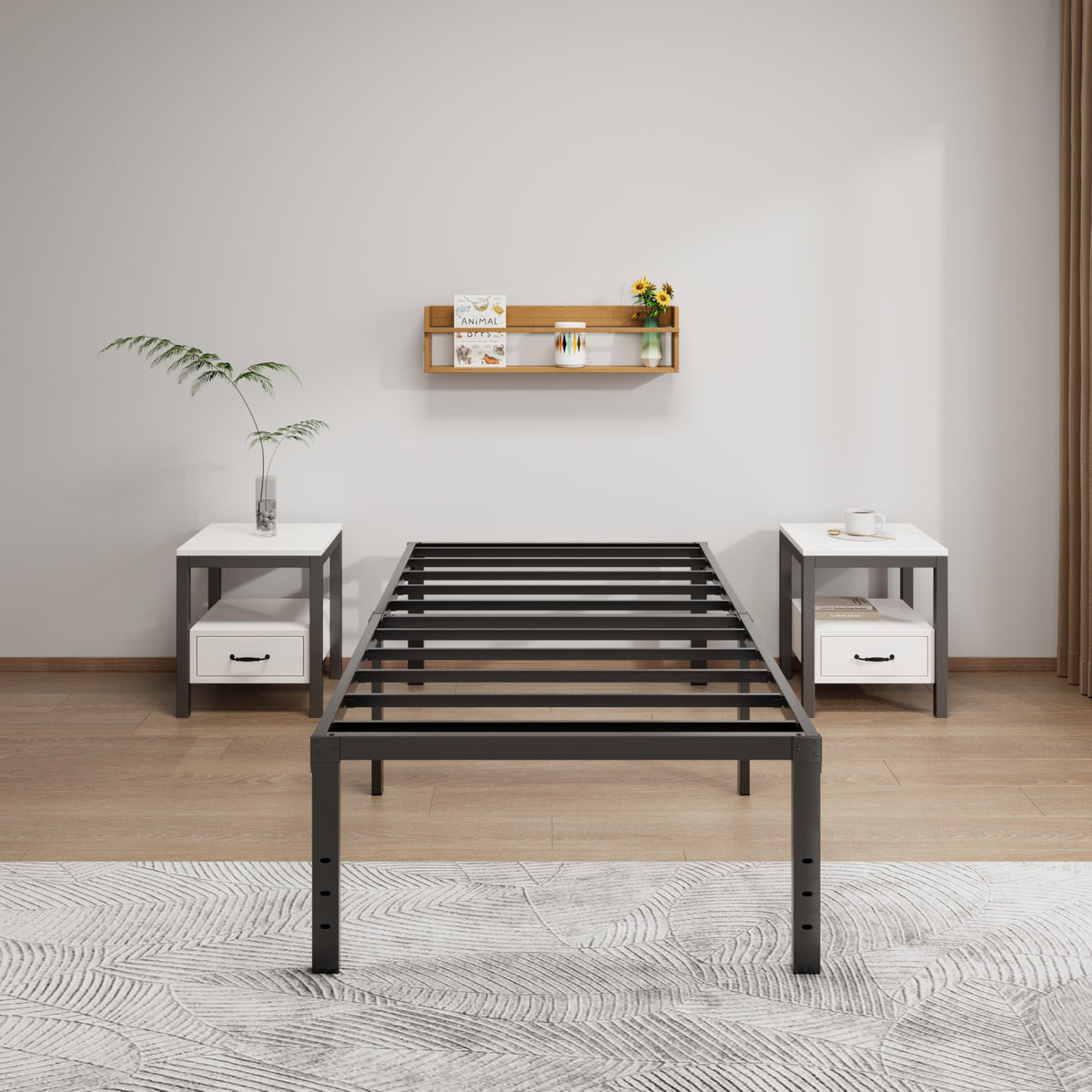 LUMUNANCE under-bed storage on twin bed frame keeps items organized