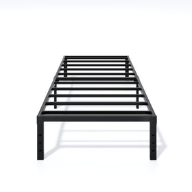 LUMUNANCE twin metal bed frame 14-inch side view highlights sturdy frame and minimalist design
