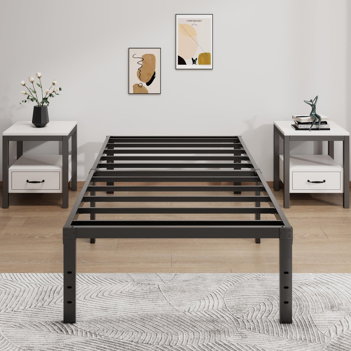 LUMUNANCE Twin XL bed frame assembly guide with included hardware for quick setup.