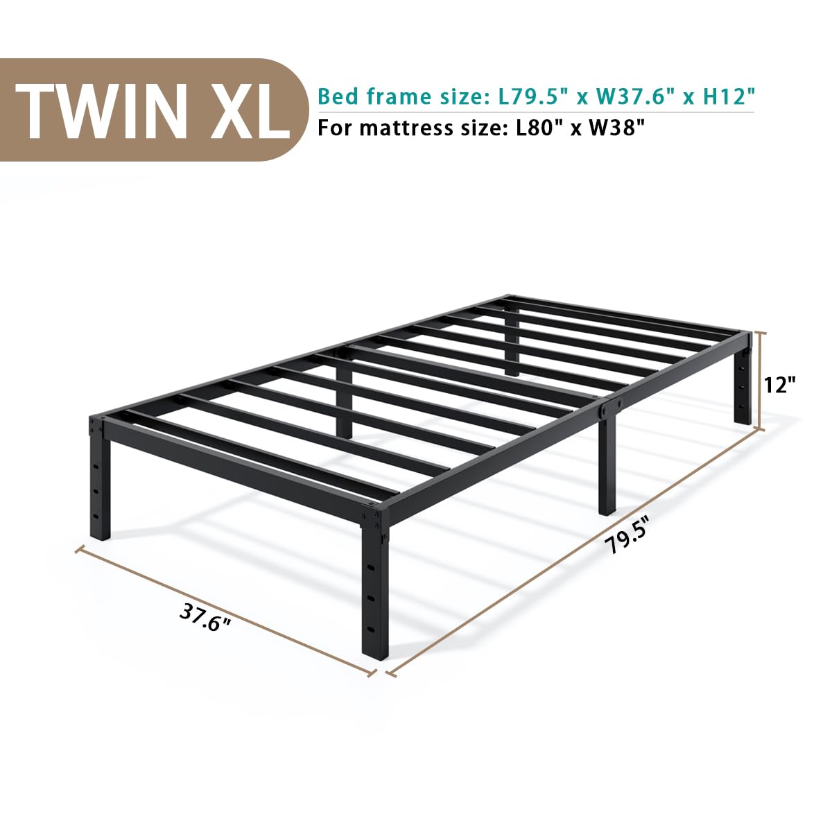 LUMUNANCE Twin XL bed frame underbed storage, extra space for belongings