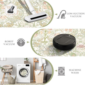 Low-pile design of Lunasun rug slides under furniture for easy setup.