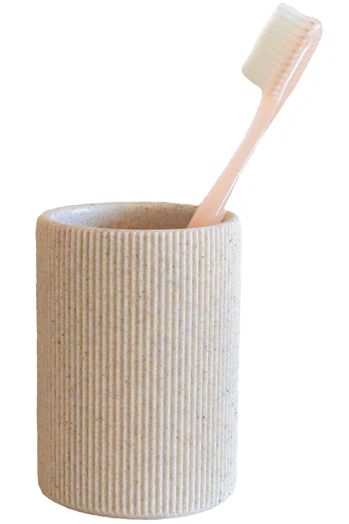 Lunestella toothbrush holder texture close-up showing sandstone-like detail and durable resin.