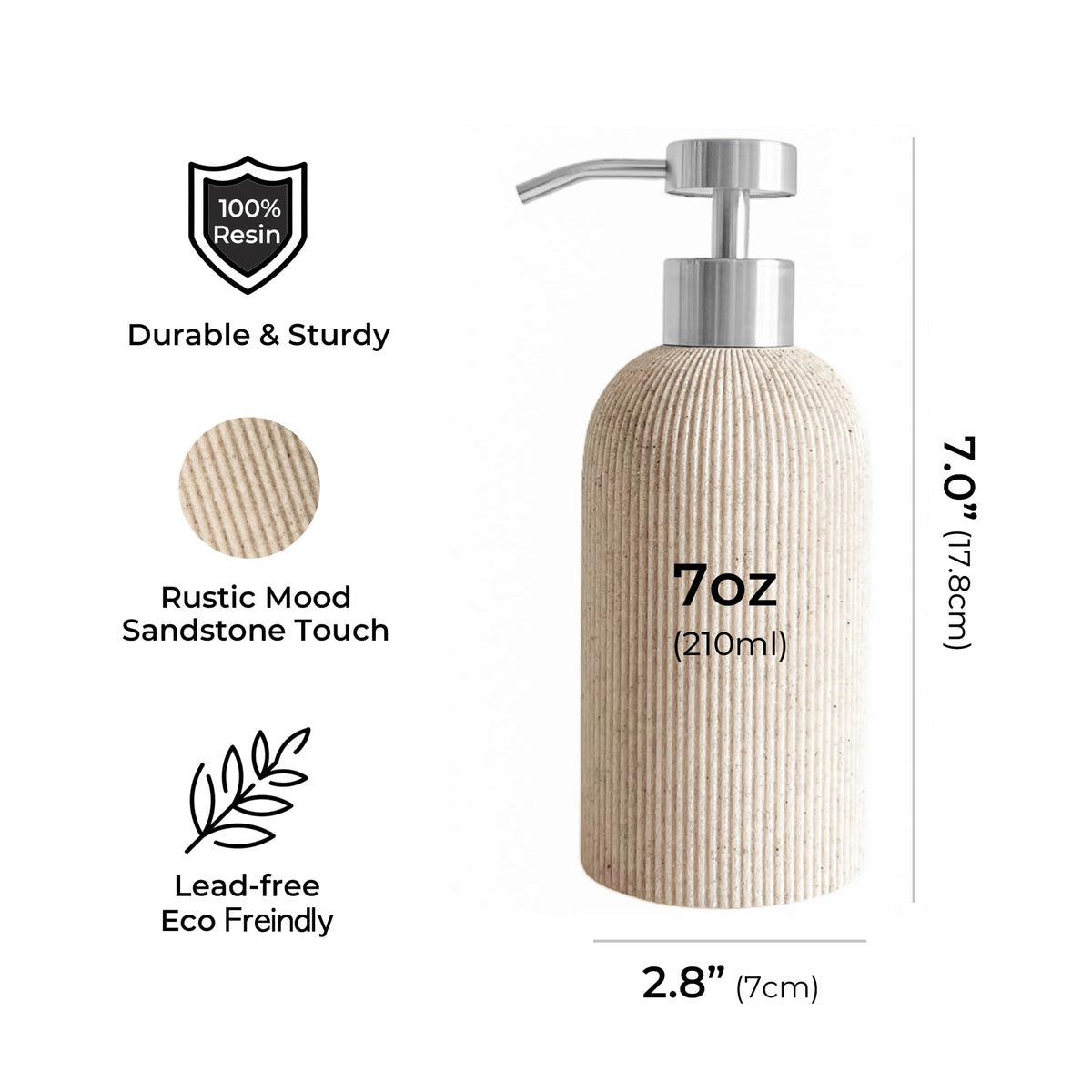 Lunestella stainless steel pump delivers durable, reliable dispensing.