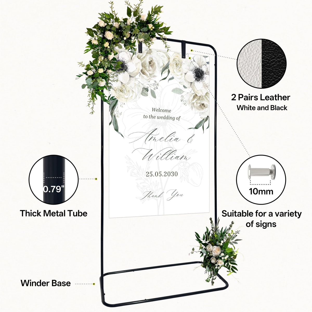 Lunirith design bundle white leather straps for elegant signage.