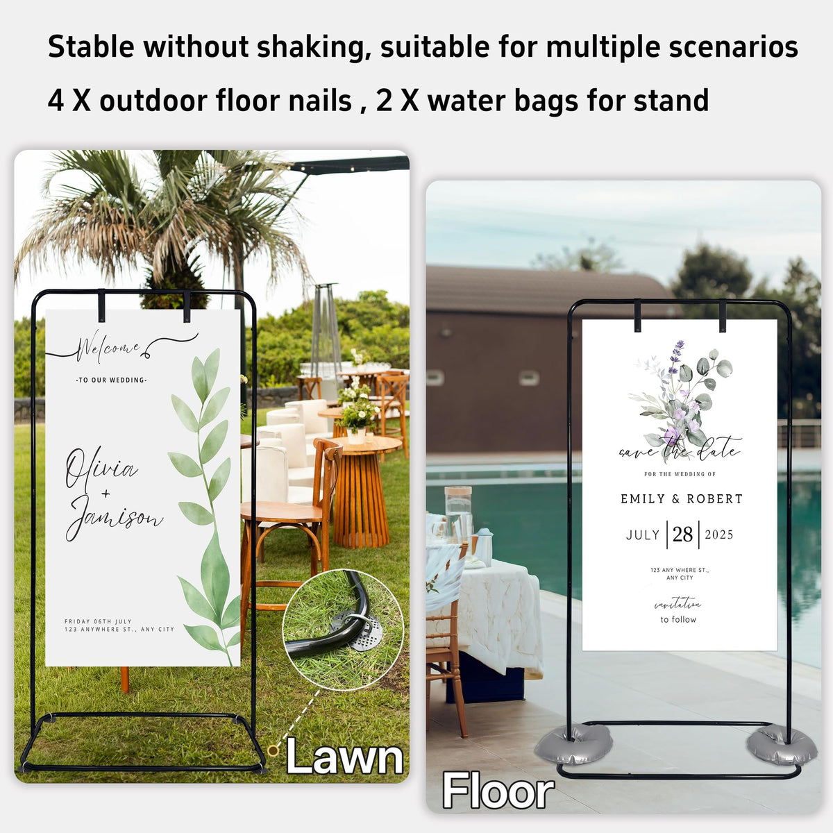 Lunirith welcome sign stand 50-inch height for compact indoor setups.