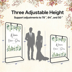Lunirith welcome sign stand 64-inch height for versatile ceremony displays.