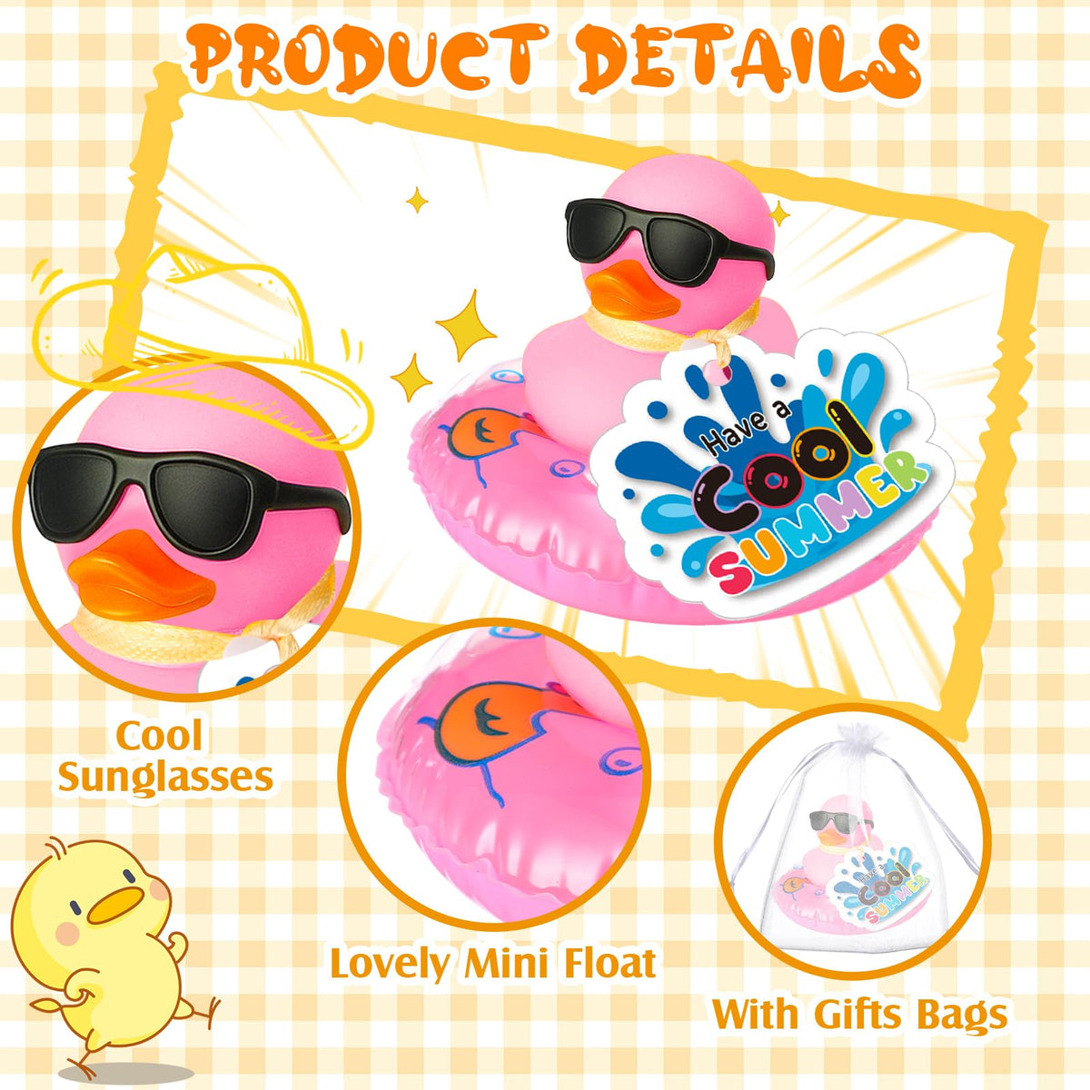 Lunmon rubber ducks with mini sunglasses for playful summer decor and photo ops