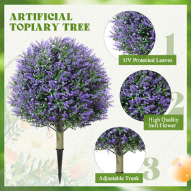 Outdoor garden decor setup using Lunmon topiary balls.