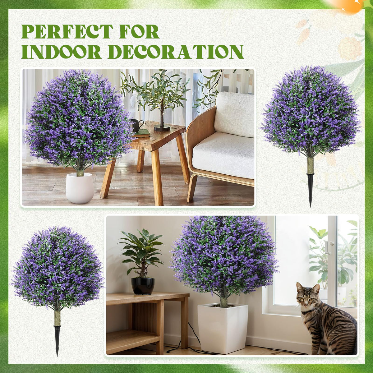 Lunmon topiary placed in pot or yard for year-round appeal.