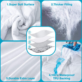 Lunsing breathable plush mattress pad cover creates a cooler, more comfortable sleep.