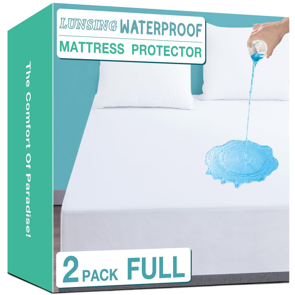 Lunsing Soft 2-Pack Waterproof Mattress Protector guards against spills for long-lasting defense.