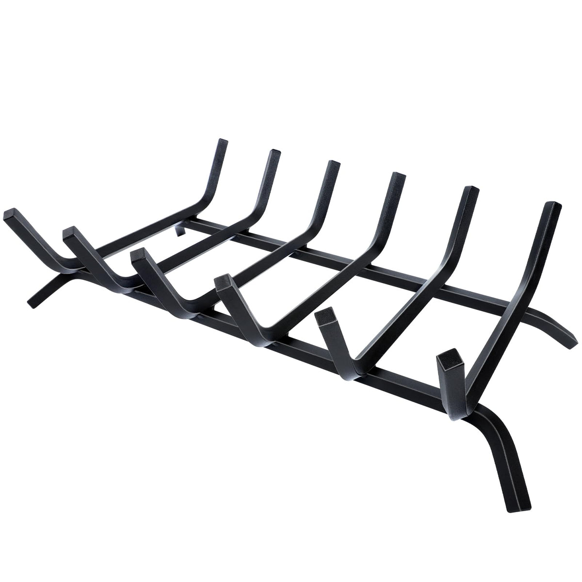 Luoieo fireplace grate full view shows sturdy cast iron for stable burning.