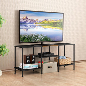 Luplom 50-inch TV stand front view shows a sturdy base for stable viewing.