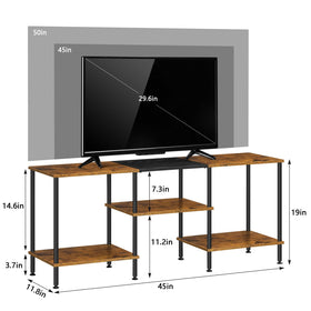 Luplom stand with three-tier storage for devices and media accessories