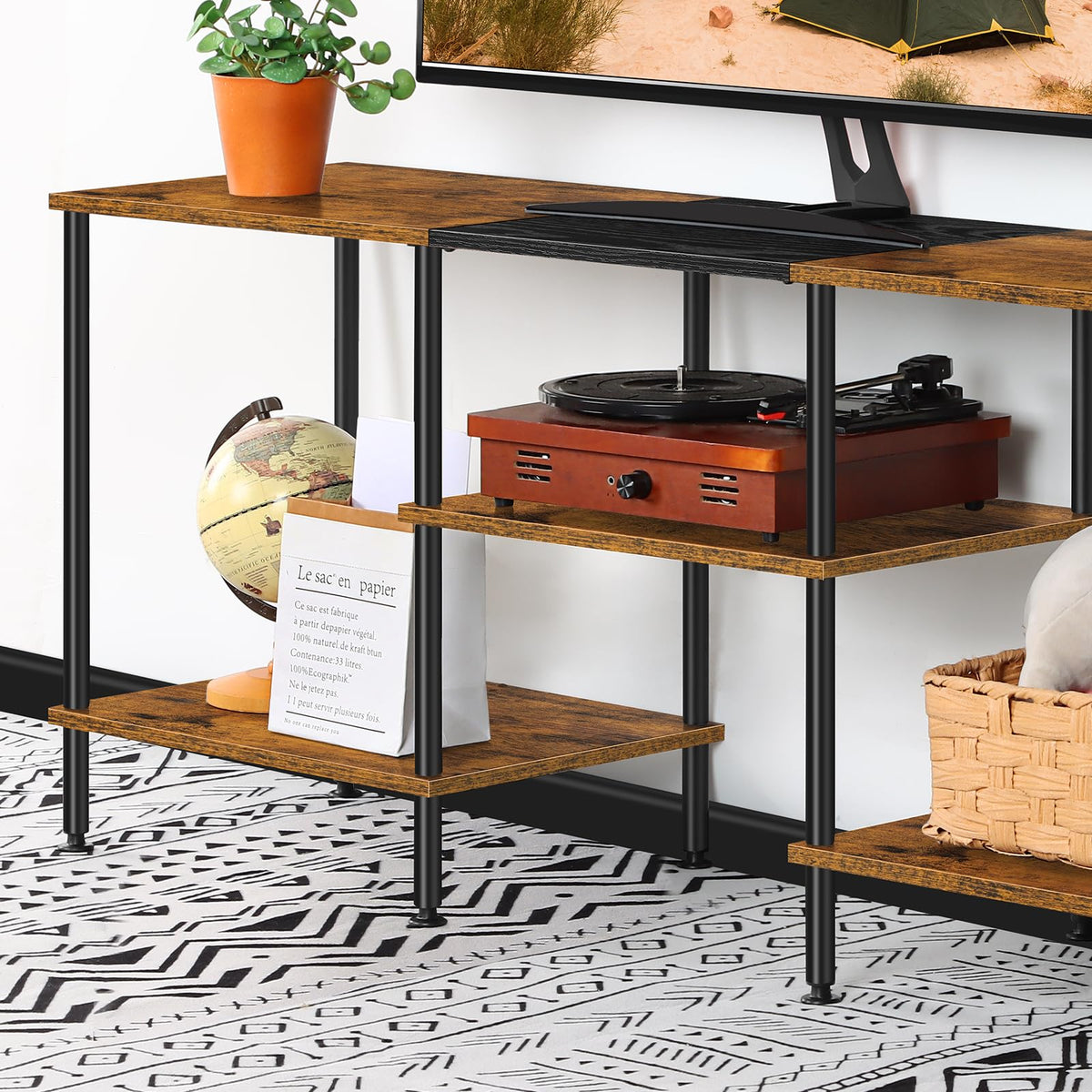 Luplom stand featuring adjustable feet for a level surface on uneven floors