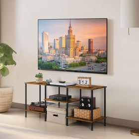 Luplom easy-assembly TV stand with labeled parts and guide