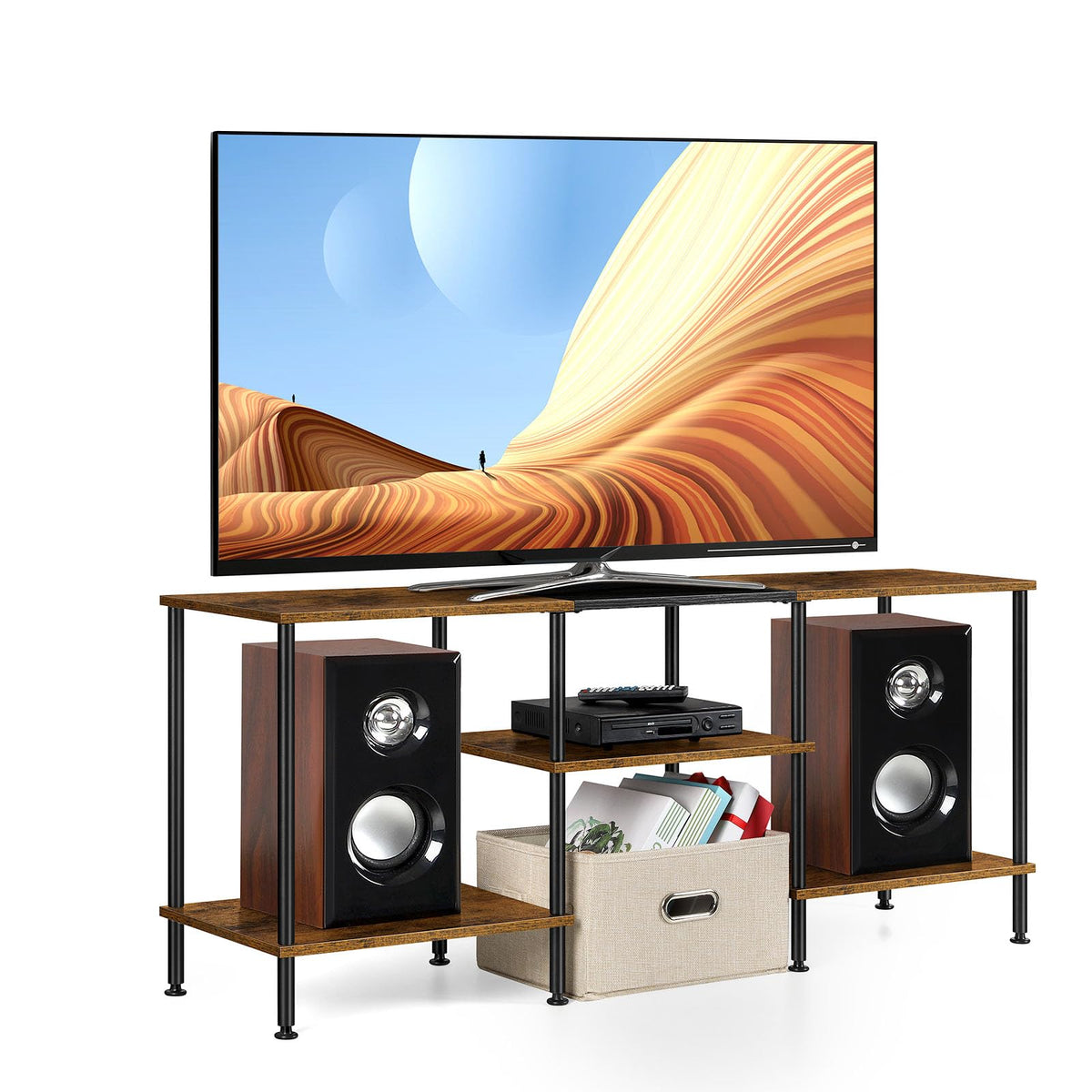 Wide view of Luplom 50-inch TV stand in a cozy living space