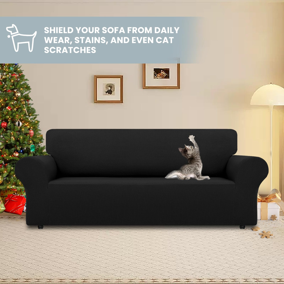 LURKA stretch sofa slipcover close-up fabric texture for comfort