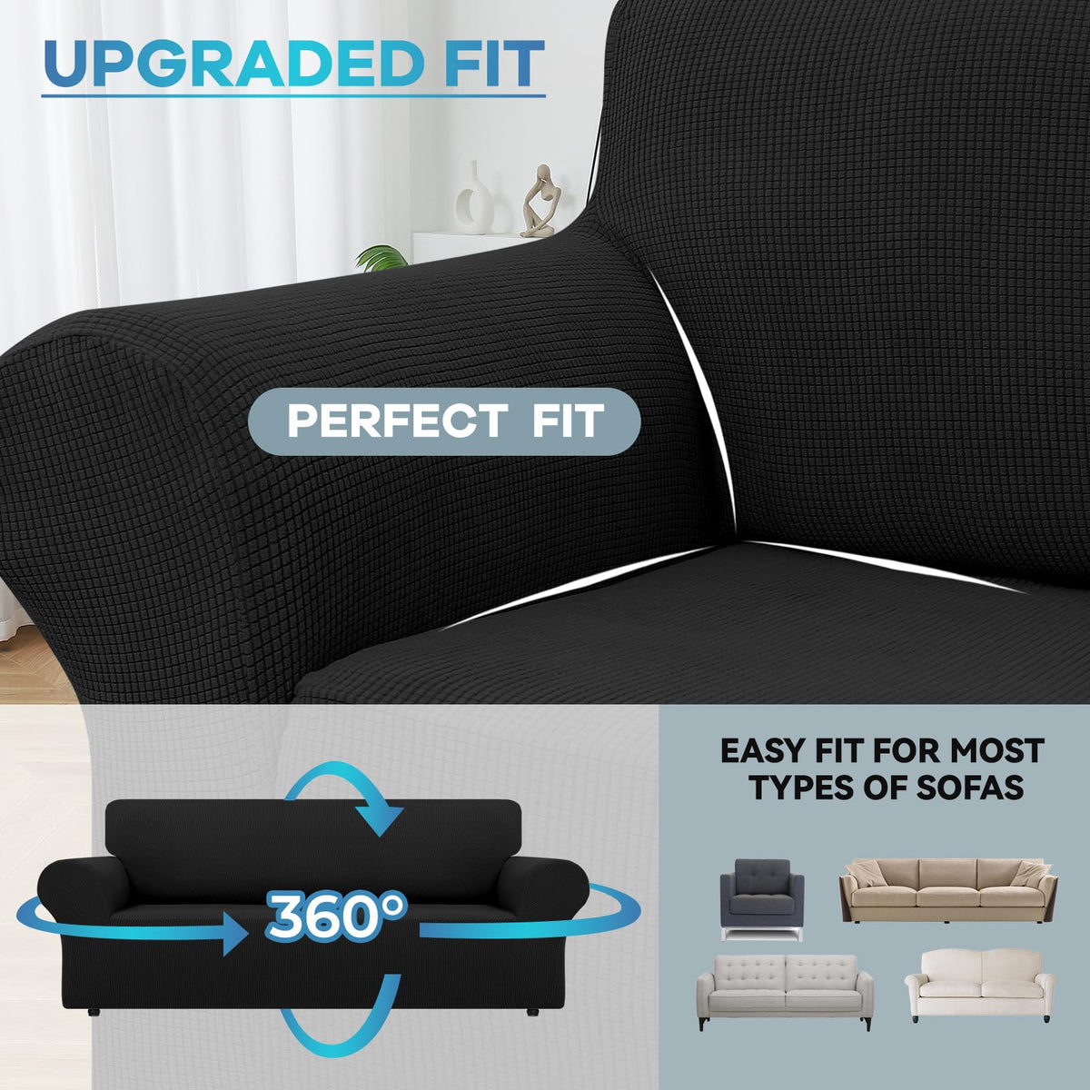 LURKA stretch sofa slipcover elastic-bottom design prevents slipping during use