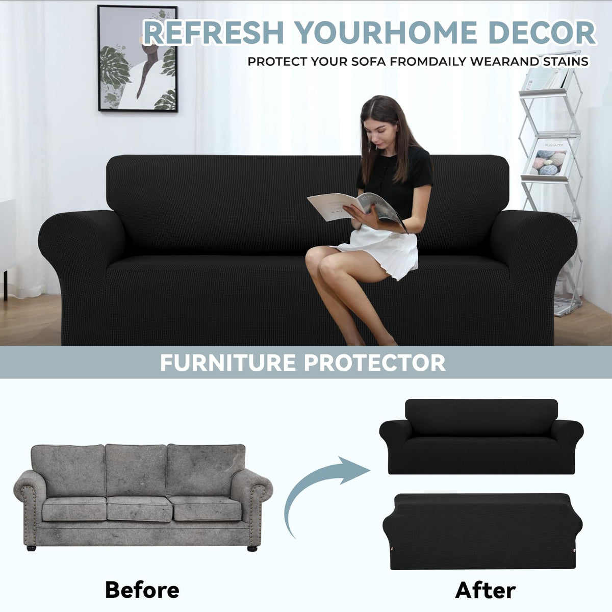 LURKA stretch sofa slipcover pet-friendly material suitable for households with pets