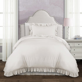 Lush Decor Reyna White comforter with ruffle edge for cozy elegance