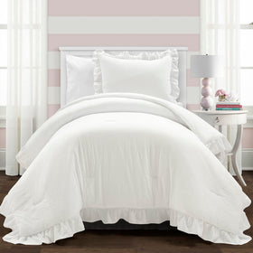 Lush Decor Reyna ruffle comforter on a cozy bed adds elegant texture.