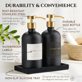 Black silicone tray protects surfaces while keeping bottles organized and accessible.