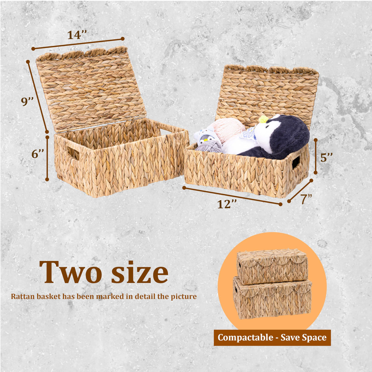 LUSYDECO natural water hyacinth baskets add texture to any room