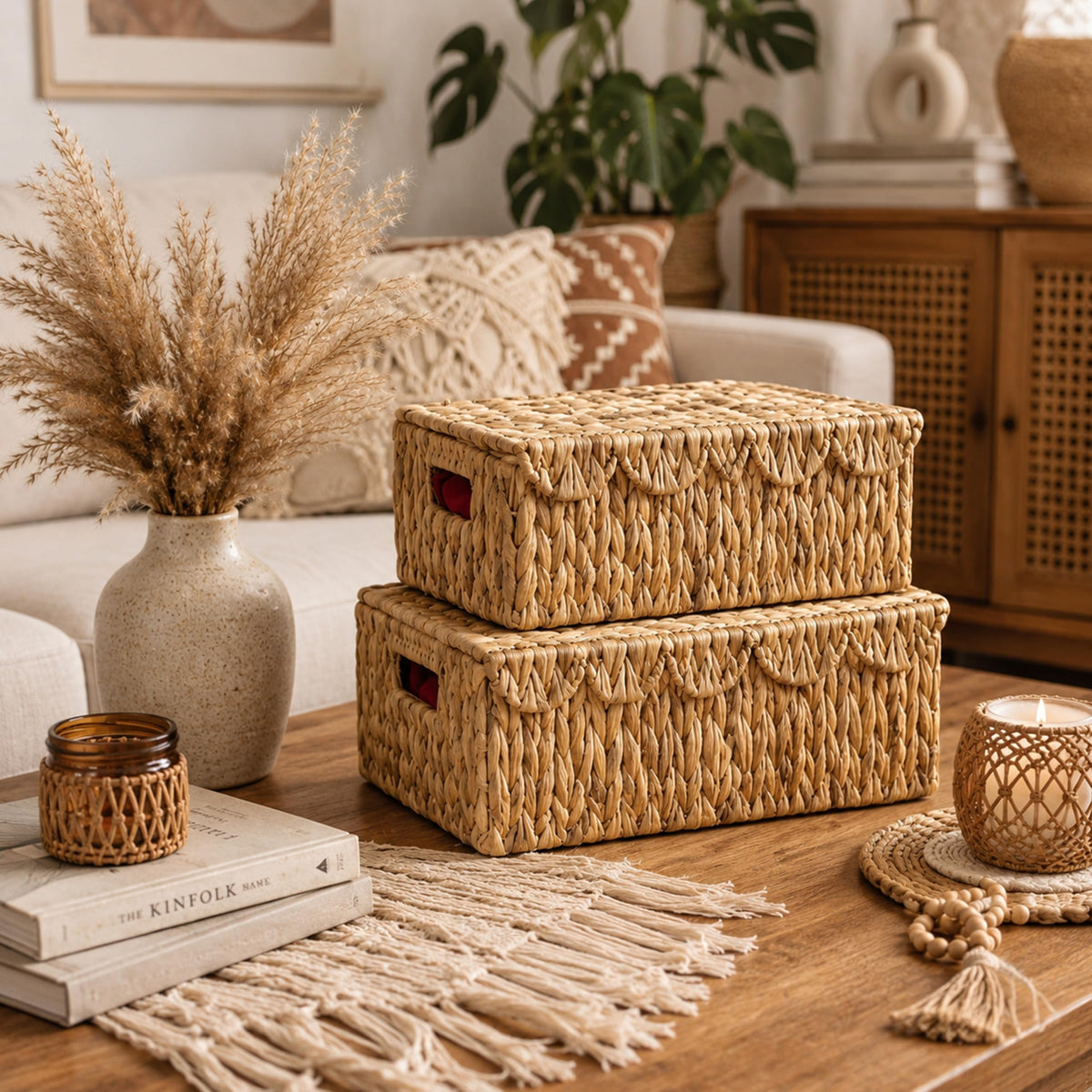 LUSYDECO wicker basket lids protect contents from dust