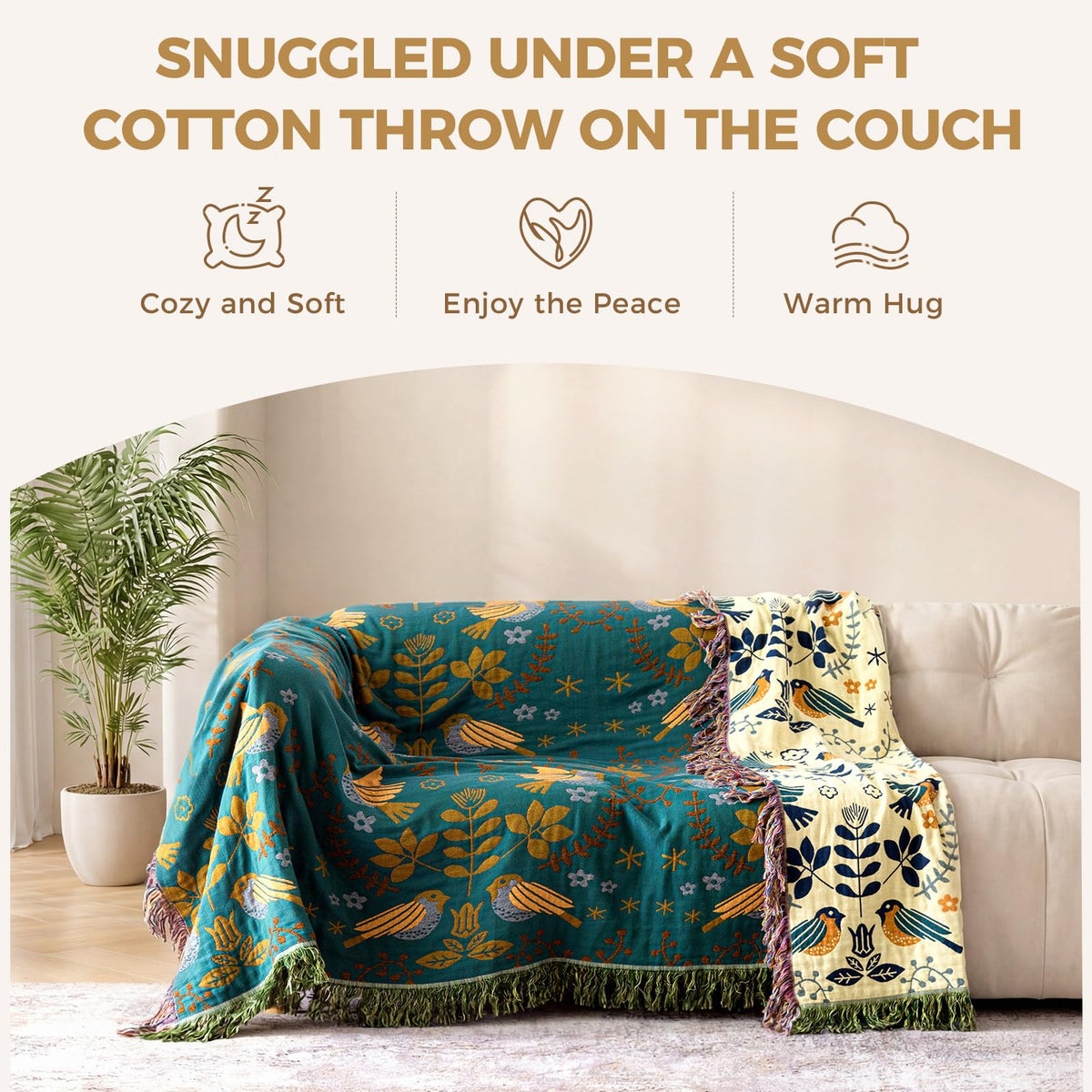Breathable 4-layer cotton gauze offers year-round comfort