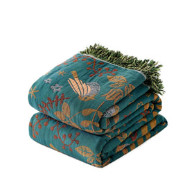 LUTBM Boho throw blanket with double-sided embroidery adds sofa texture