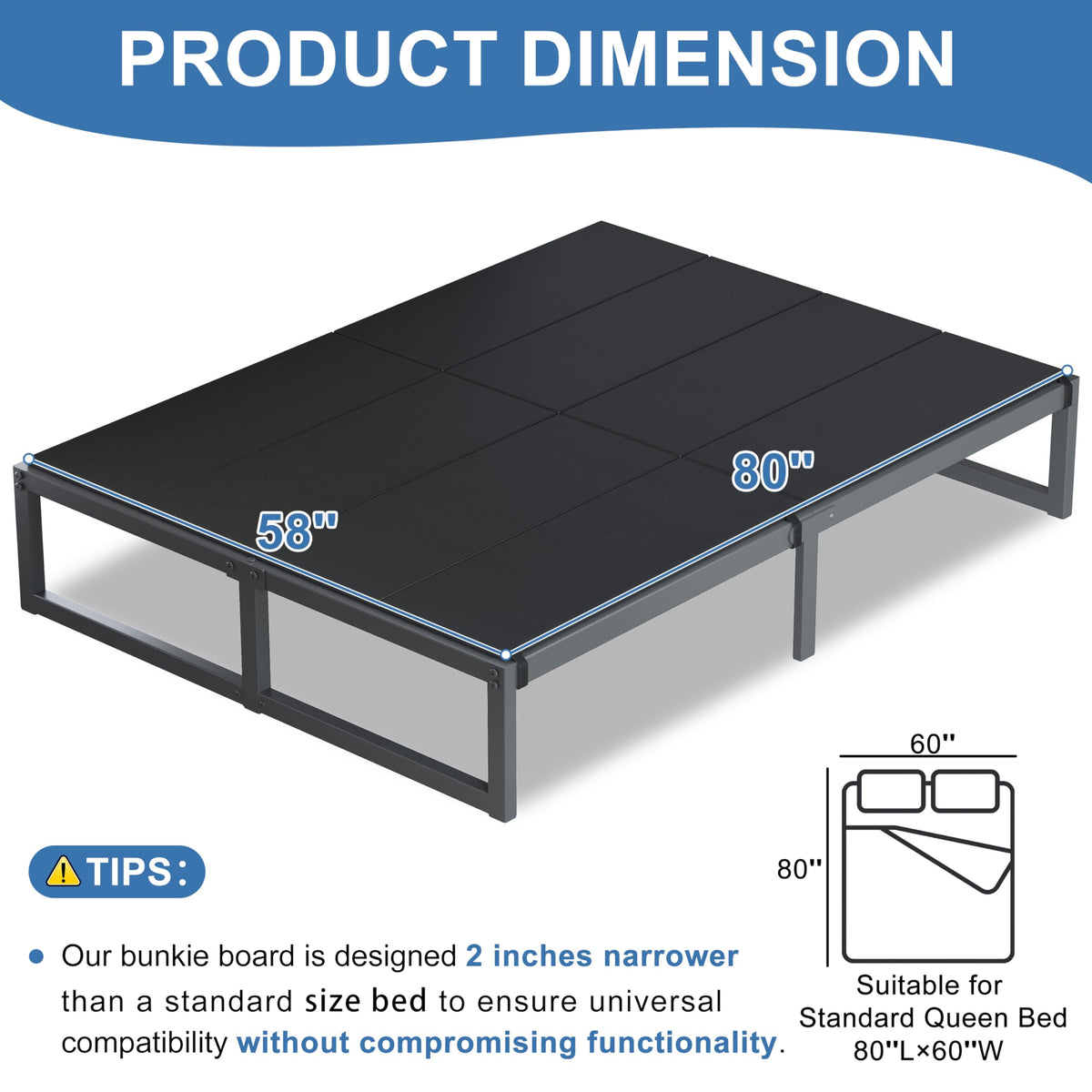 Lutown-Teen bunkie board queen reduces squeaks for quieter nights