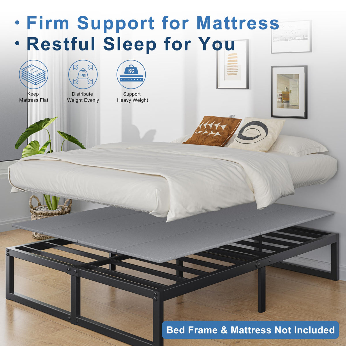 Lutown-Teen bunkie board side and center straps securing the mattress