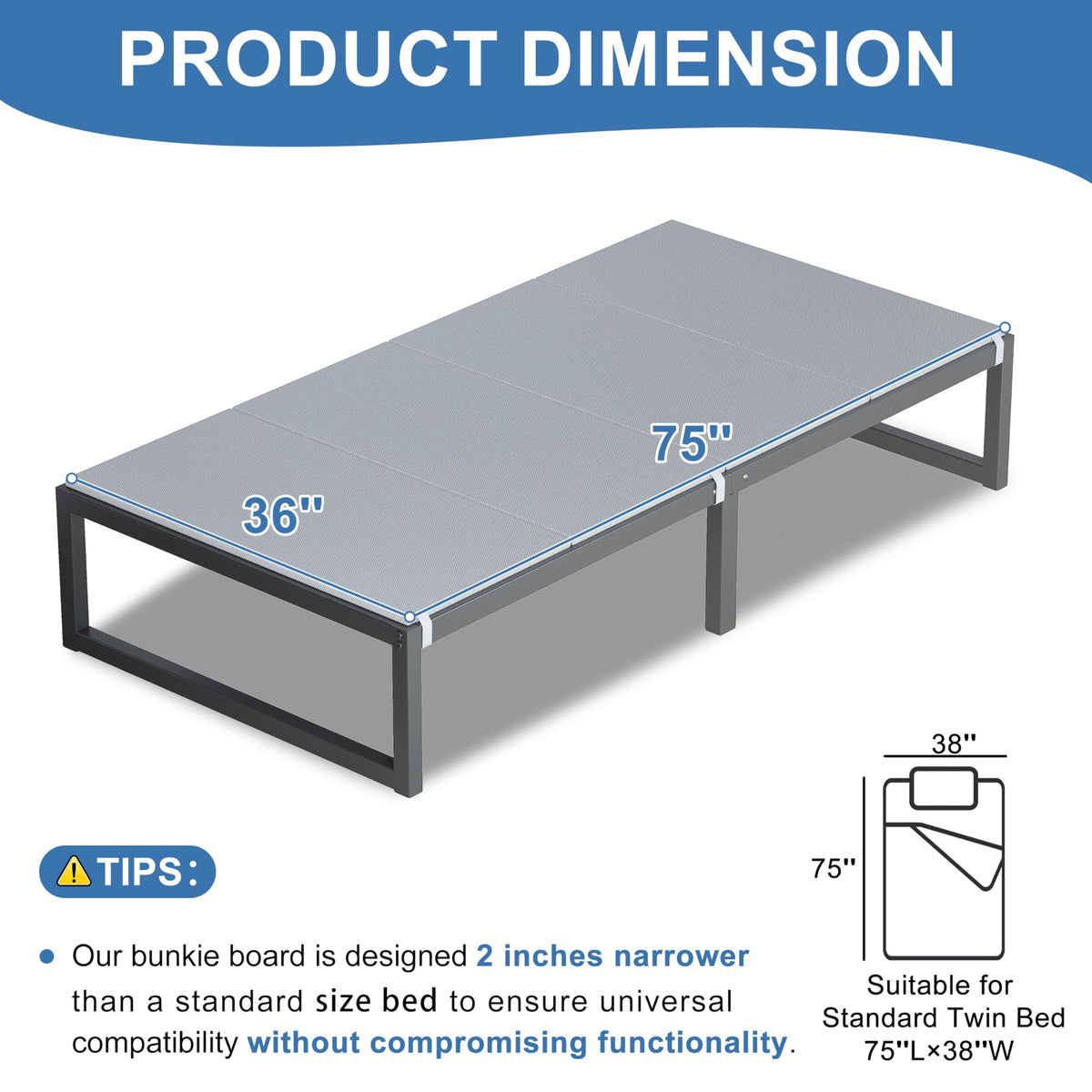 Lutown-Teen bunkie board with 7mm high-density polymer for durable sag-free support