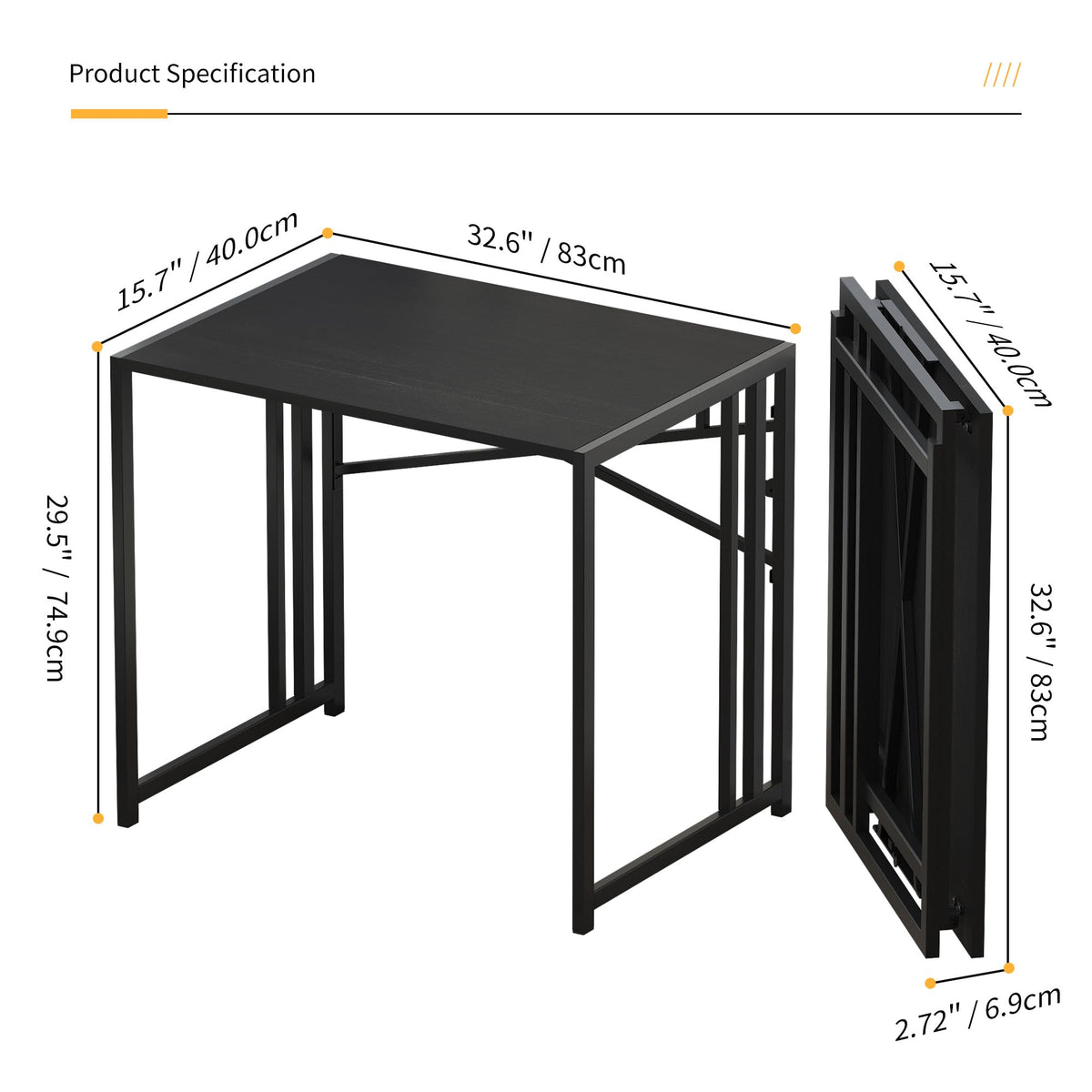 Lutown-Teen 32-inch desk close-up metal frame with powder-coated finish for durability.