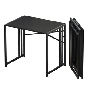 Lutown-Teen folding desk 32-inch open in black, space-saving setup for small rooms.