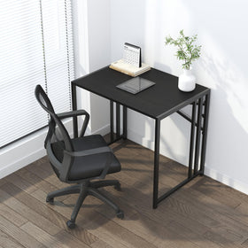 Lutown-Teen black folding desk laid flat as portable picnic table option.