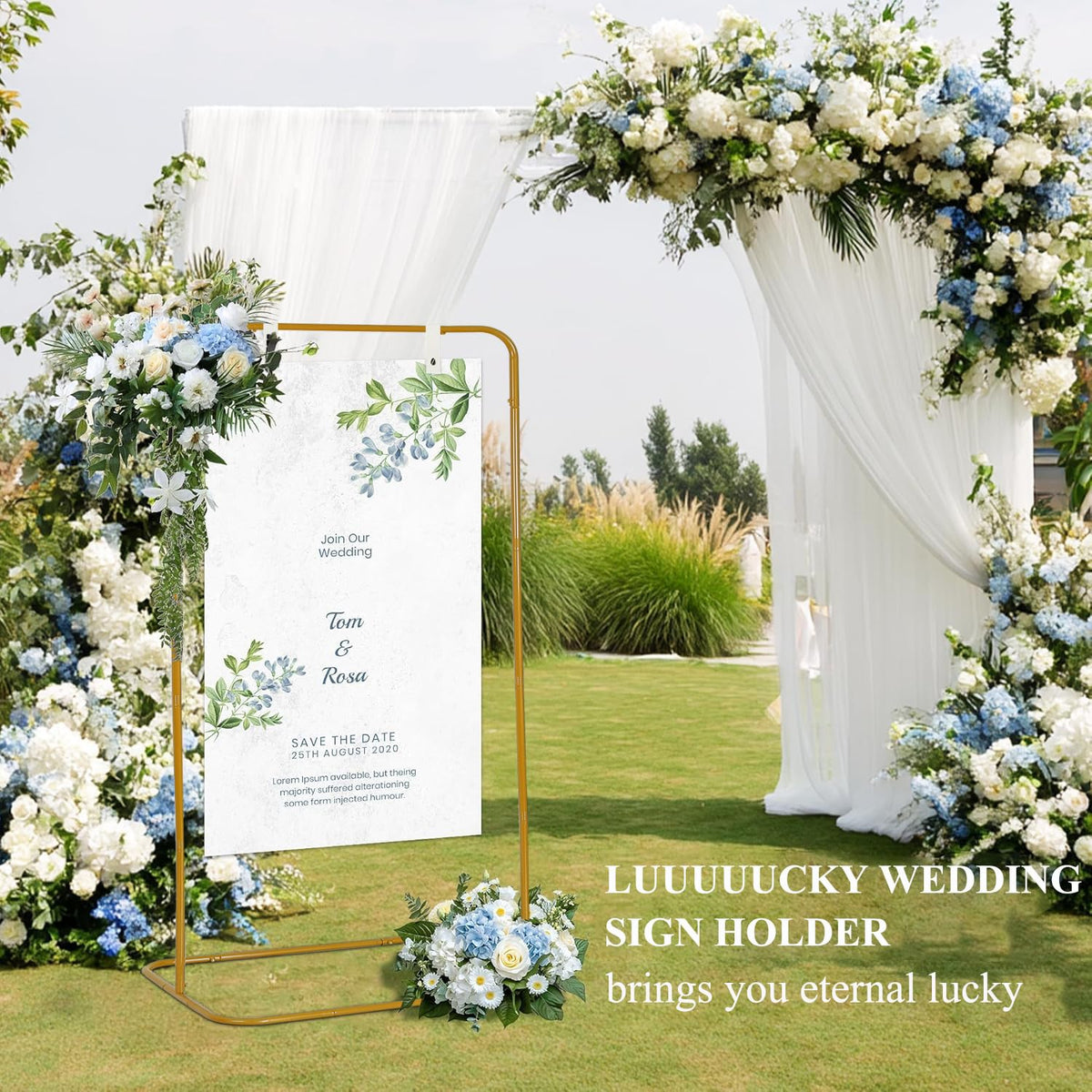 Luuuucky heavy-duty-iron-frame endures weather and keeps signs upright.