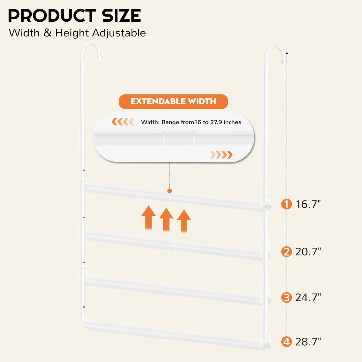 Luvenia closet extender 2-pack displayed, boosts storage with compact design.